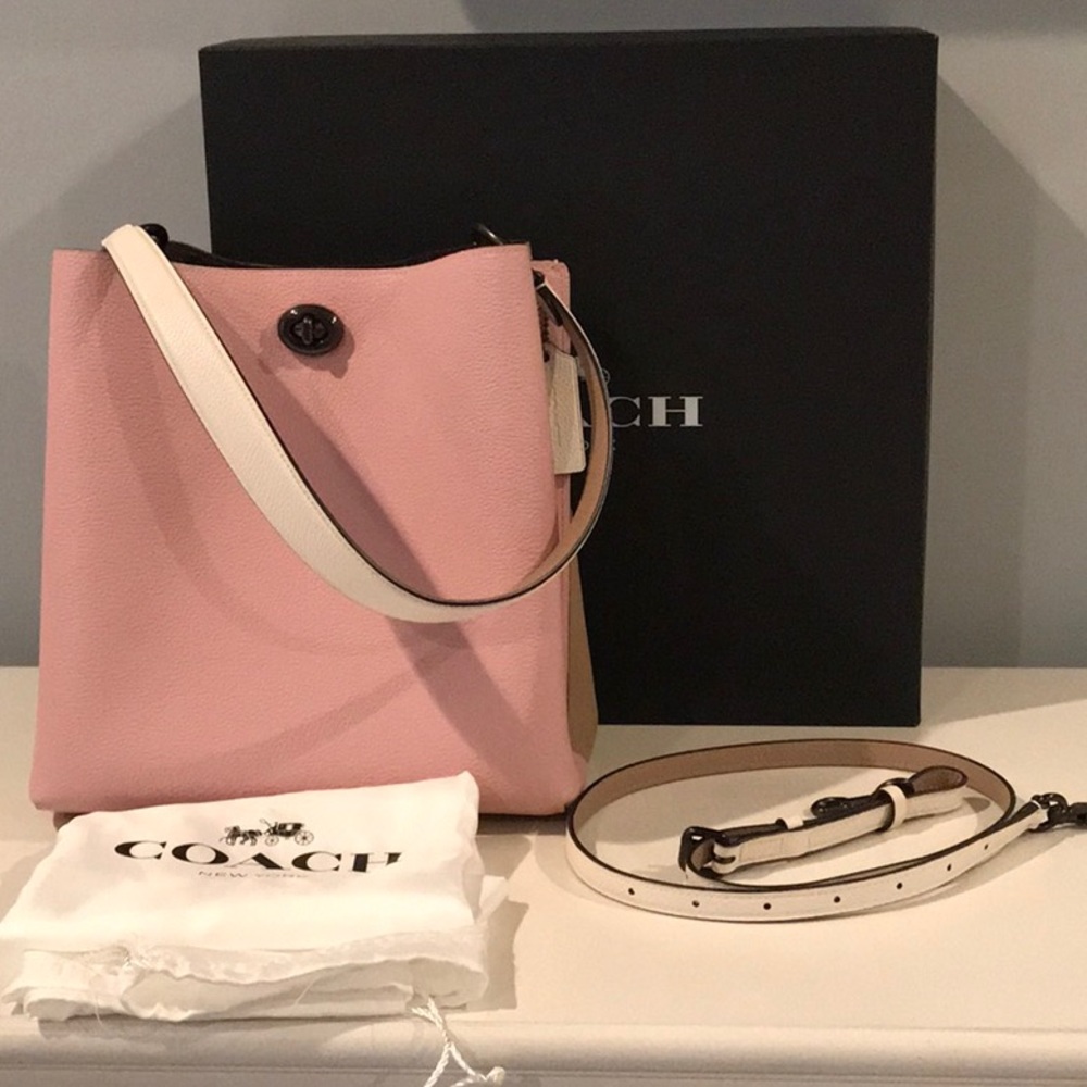 Coach Charlie Pink/cream/khaki bucket rare